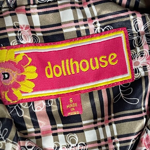 Plaid Dollhouse Girls Trench Coat Size 6 With Pink Buttons & Belt Cotton Blend B - Picture 5 of 8